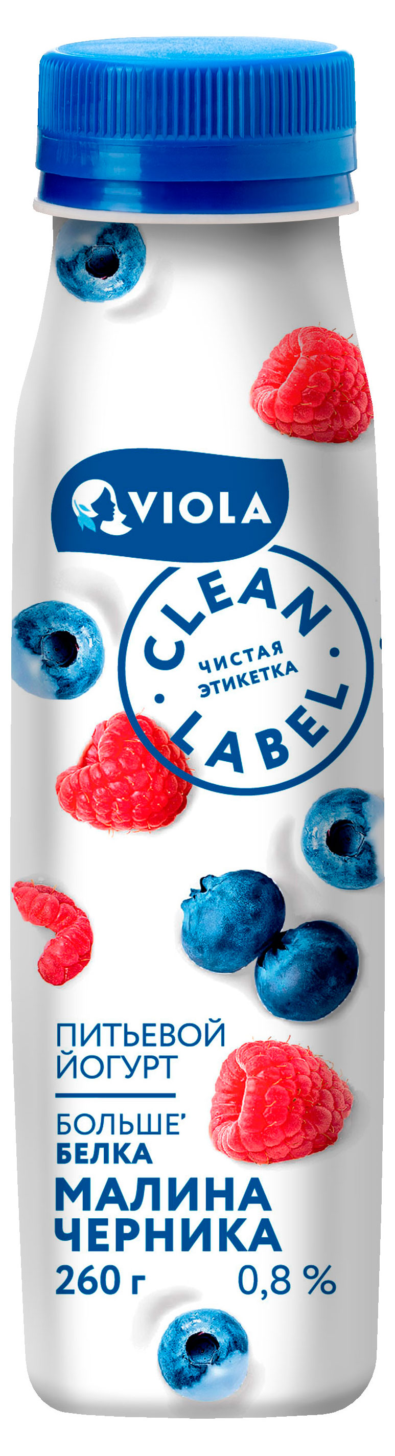 

Йогурт питьевой Viola Clean Label Малина и черника 0,8% БЗМЖ, 260 г
