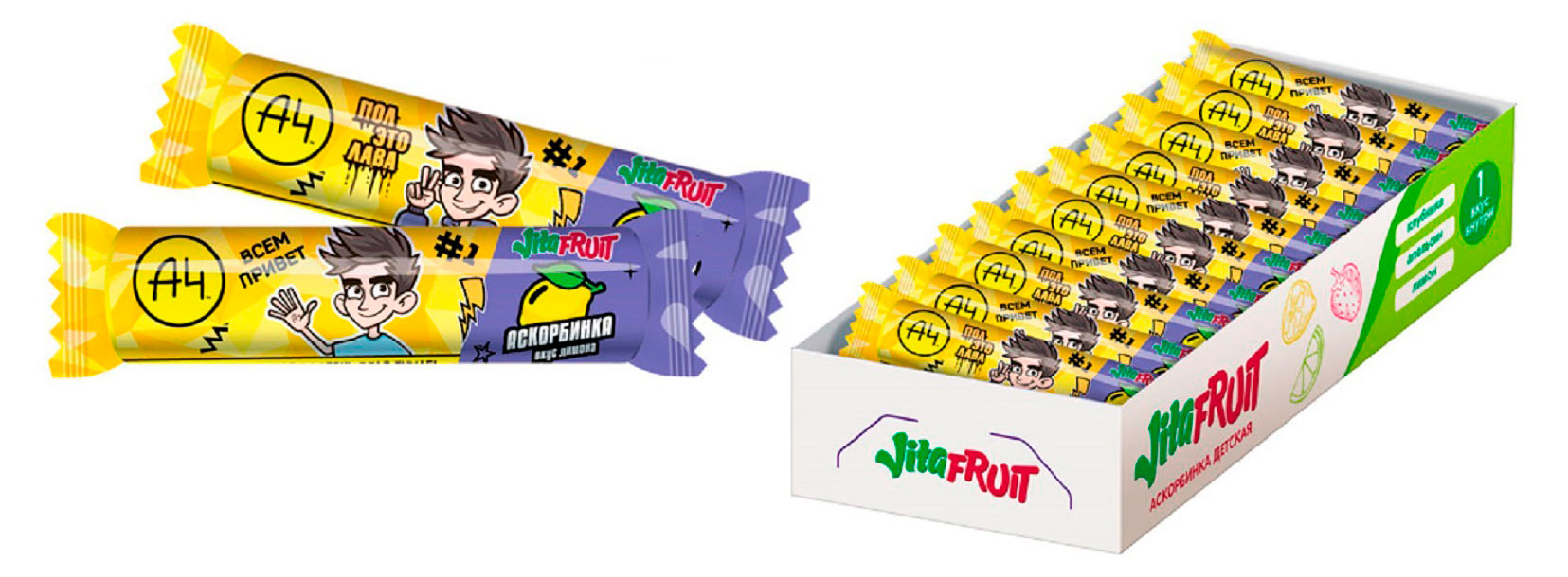 

Аскорбинка детская Vitafruit Влад А4 со вкусом лимона, 30 г