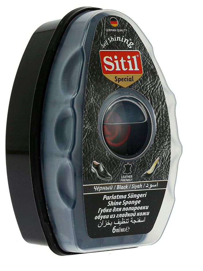 

Губка для обуви из гладкой кожи Sitil с дозатором черная, 6 мл