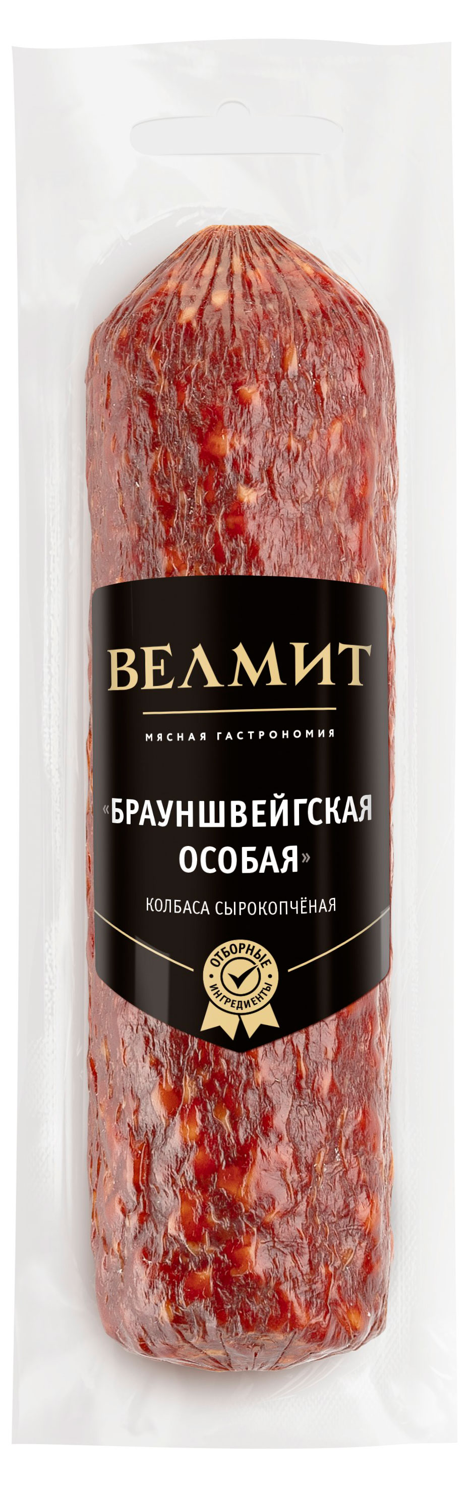Изображение товара Сырокопченая колбаса «Велмит» Брауншвейгская особая — натуральный деликатес 500 г