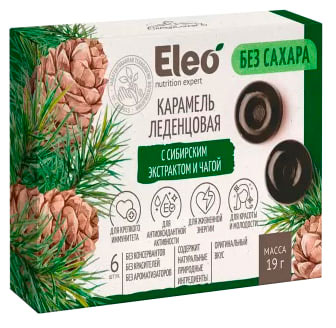 

Карамель леденцовая Eleo с сибирским экстрактом и чагой, 19 г