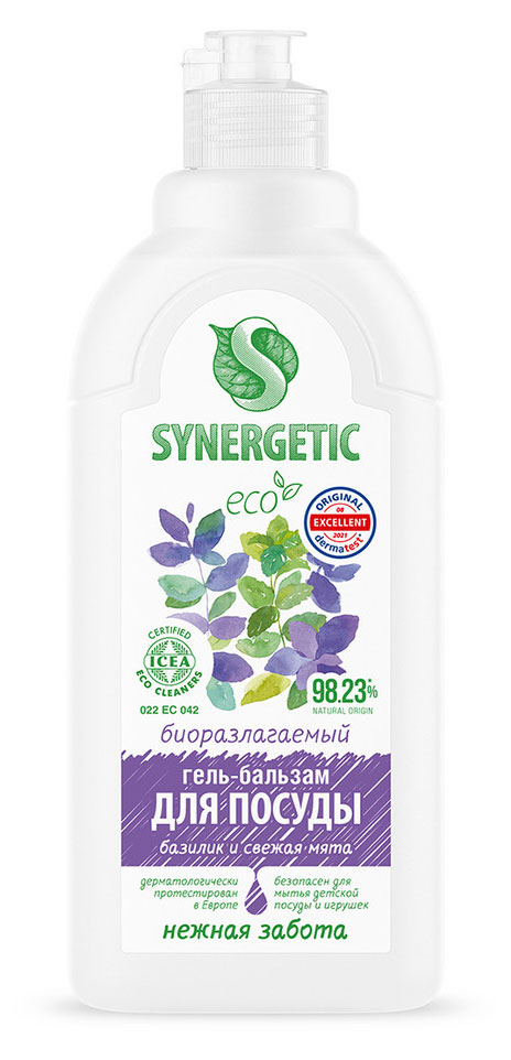 

Гель-бальзам для мытья посуды и детских игрушек Synergetic Базилик и свежая мята, 500 мл