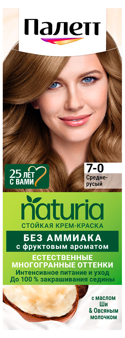 

Крем-краска для волос Палетт стойкая NAT 7-0 Средне-русый, 110 мл