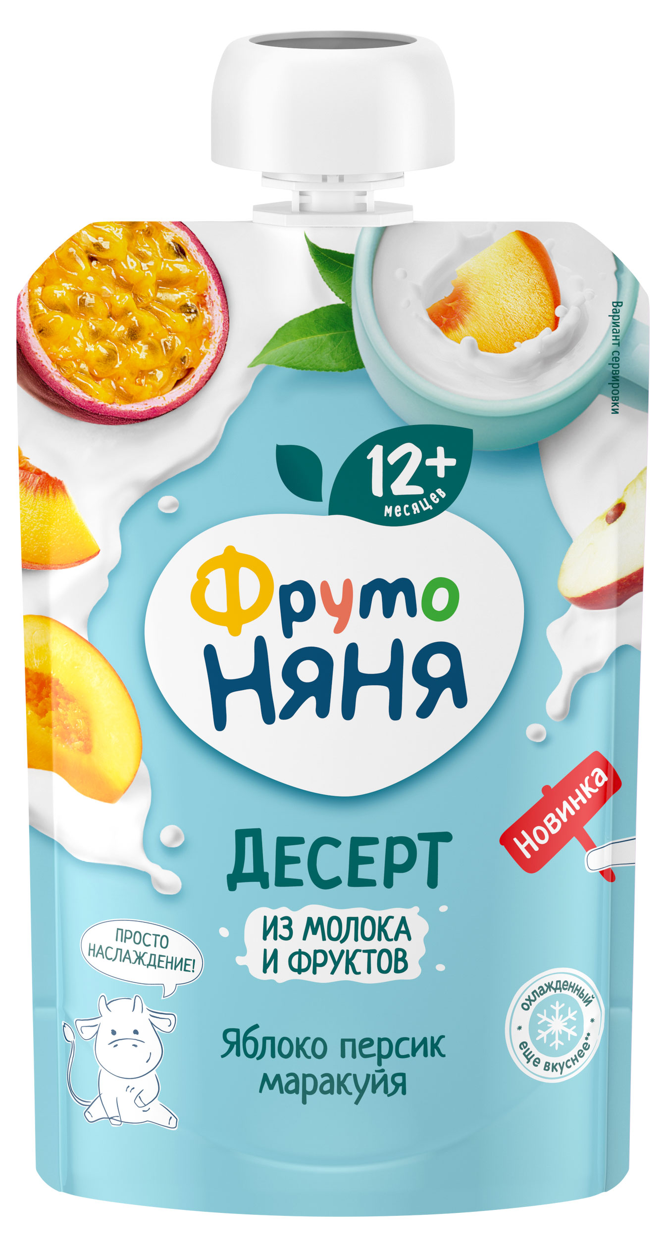 

Десерт ФрутоНяня из молока и фруктов яблоко персик маракуйя с 12 мес., 90 г