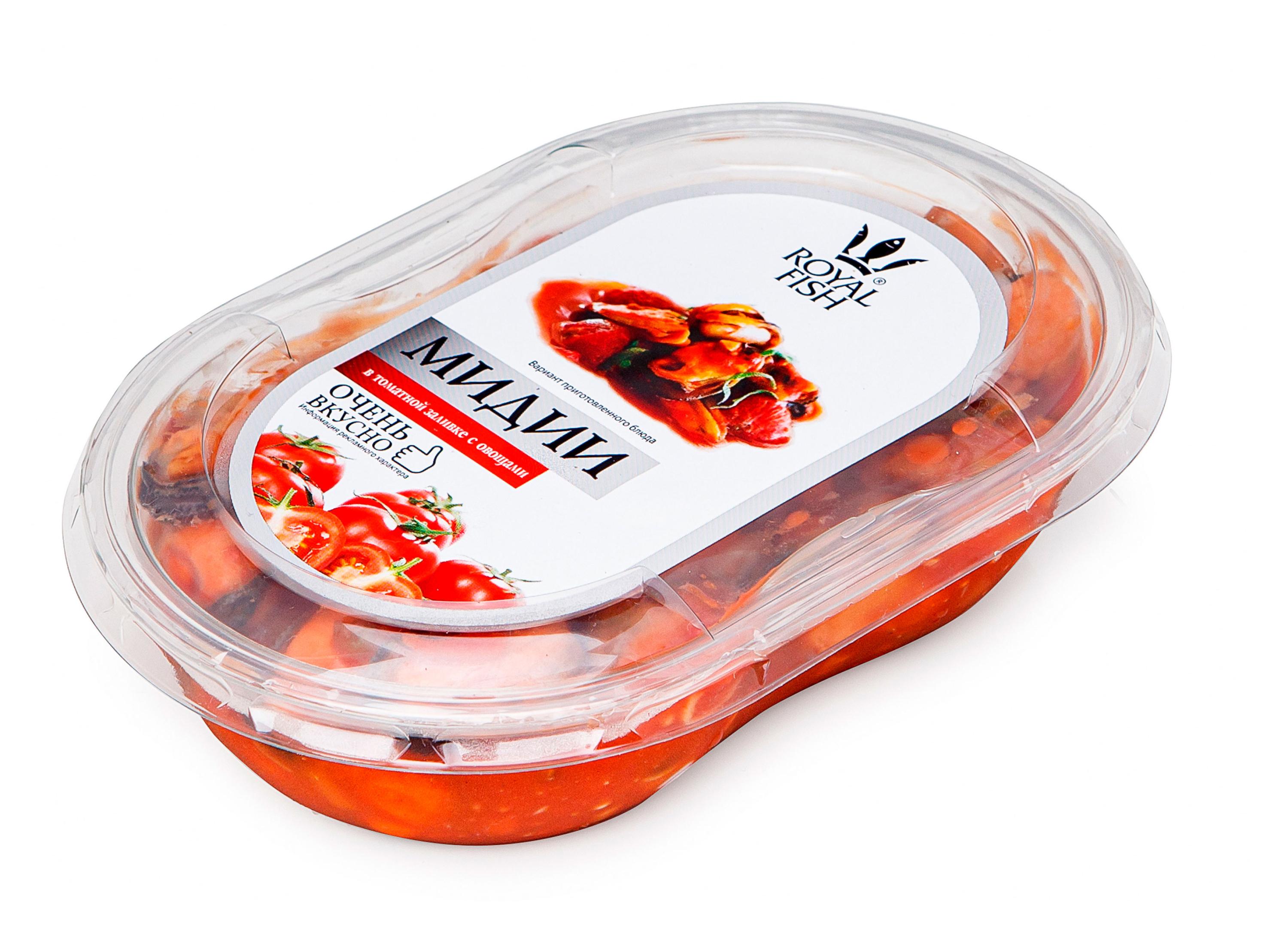 

Мидии в томатной заливке Royal Fish с овощами, 220 г