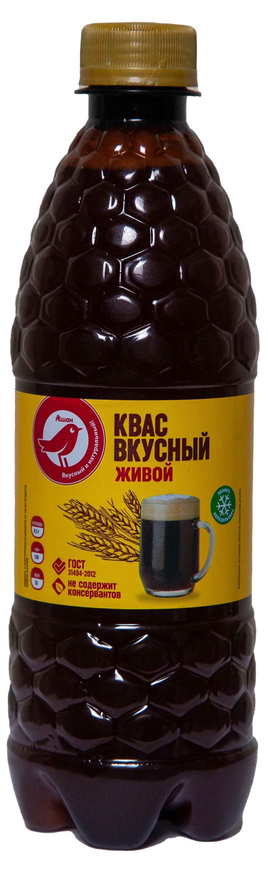 

Квас АШАН Красная птица вкусный живой, 0,5 л