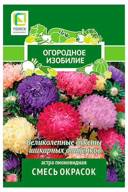 Изображение товара Семена «Поиск» Астра пионовидная Смесь окрасок