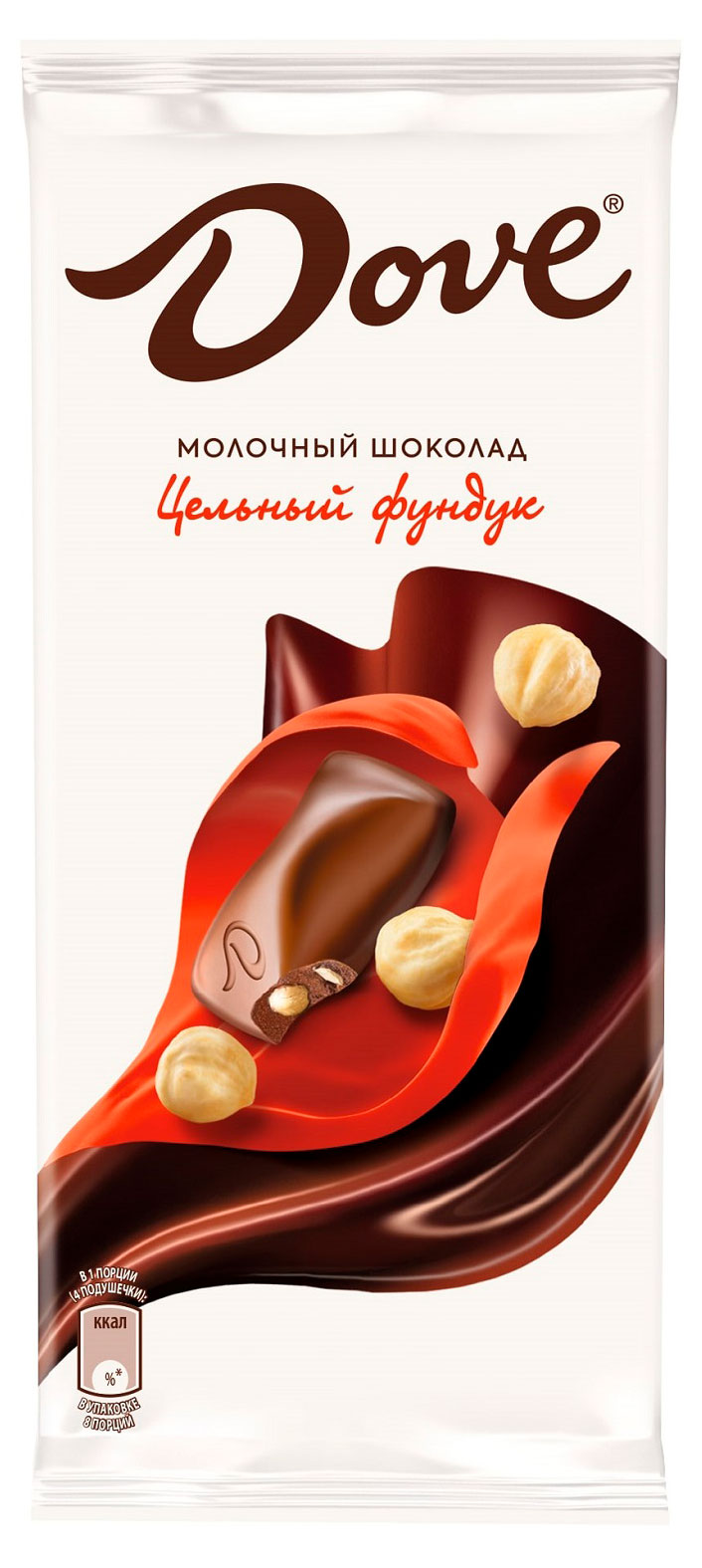 Dove | Шоколад молочный Dove с цельным фундуком, 90 г