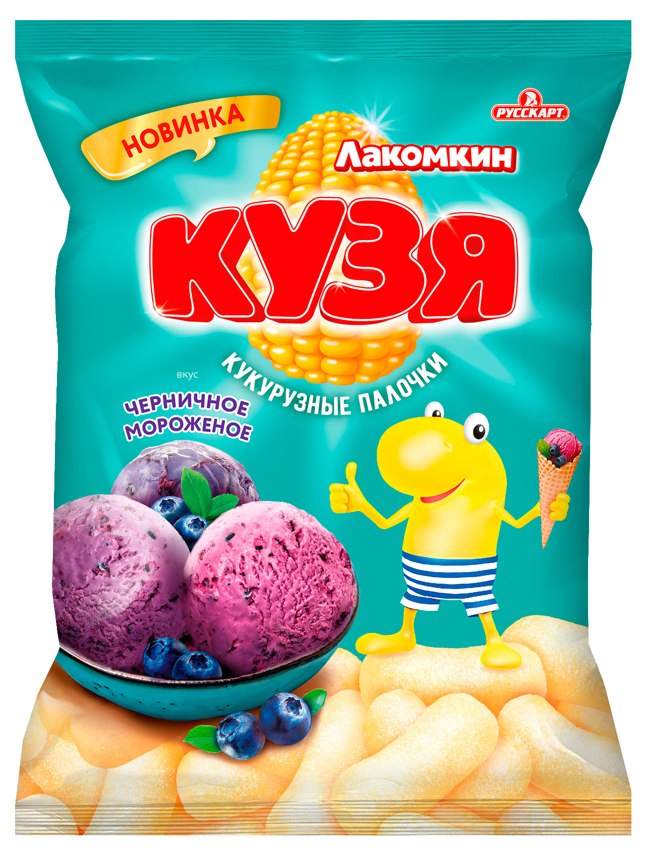 

Кукурузные палочки Кузя Лакомкин со вкусом черничного мороженого, 100 г