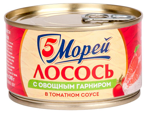

Лосось 5 Морей с овощным гарниром в томатном соусе, 240 г