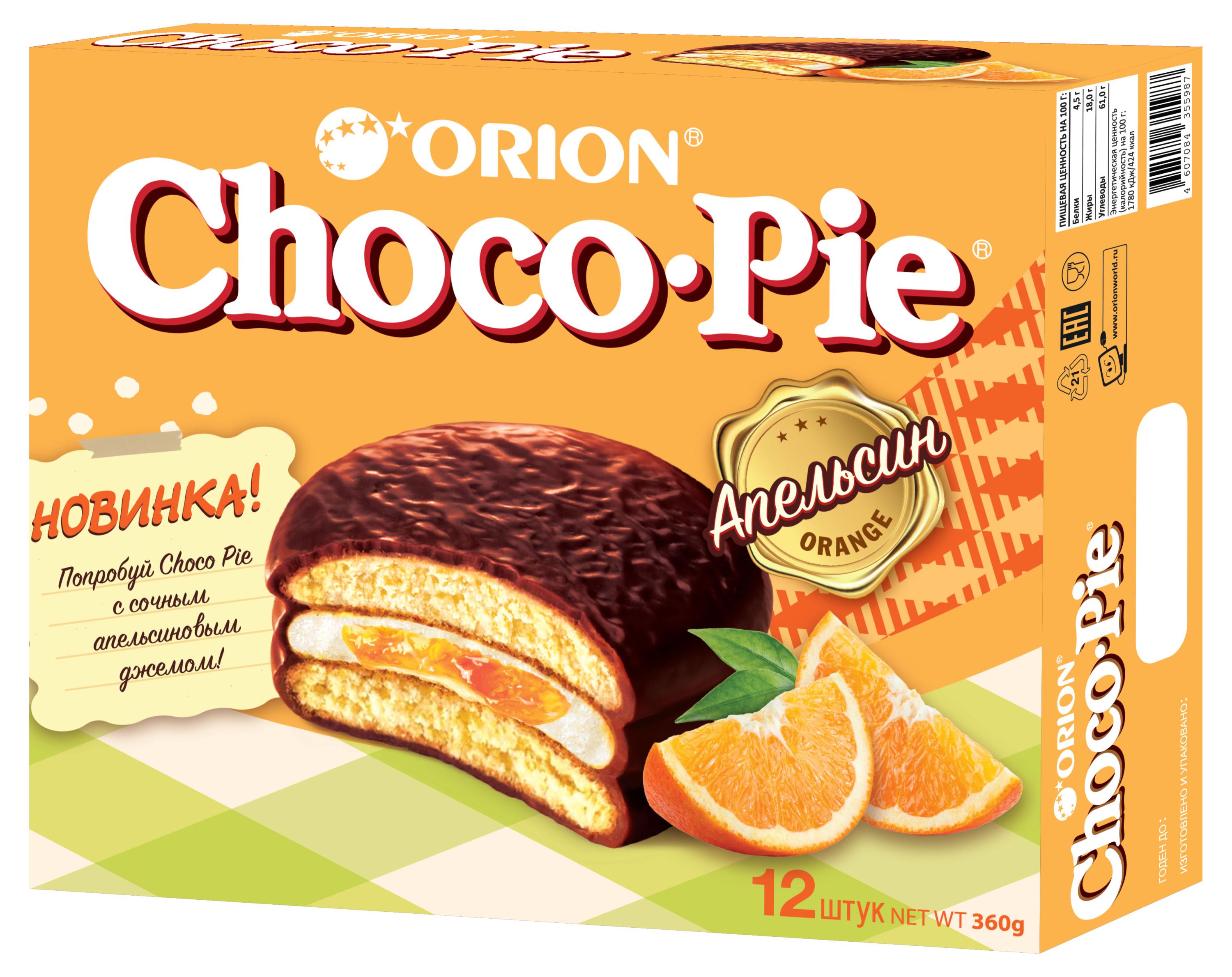 

Пирожное Orion Choco Pie Апельсин, 360 г