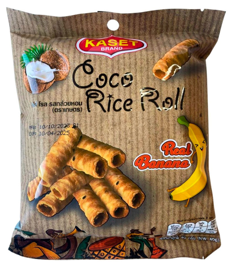 

Роллы кокосовые Kaset из рисовой муки со вкусом Банана, 40 г