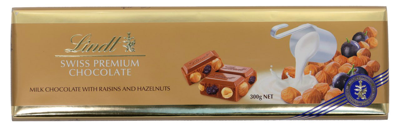 

Шоколад молочный Lindt Gold с изюмом и орехами, 300 г