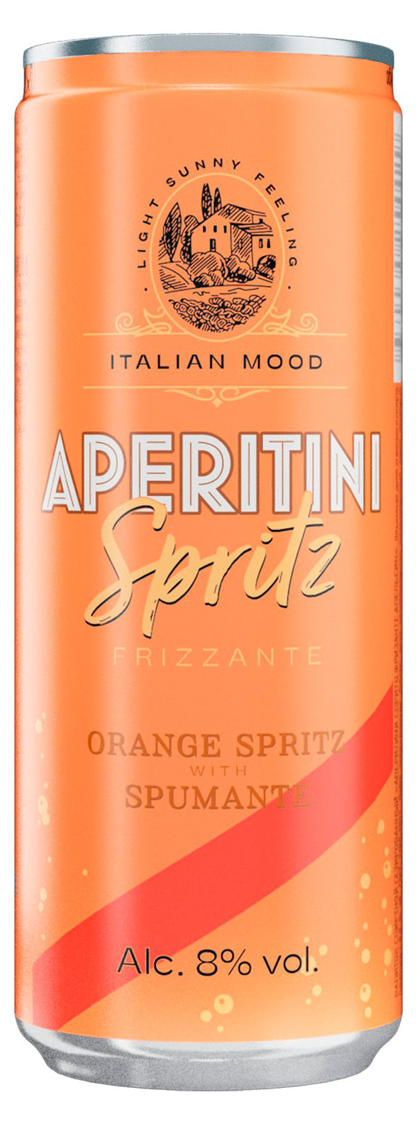 Изображение товара Напиток спиртной газированный Aperitini Spritz Апельсин, 330 мл