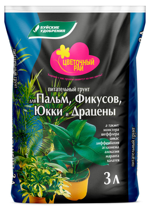 

Грунт Буйские удобрения для Пальм Фикусов, 3 л