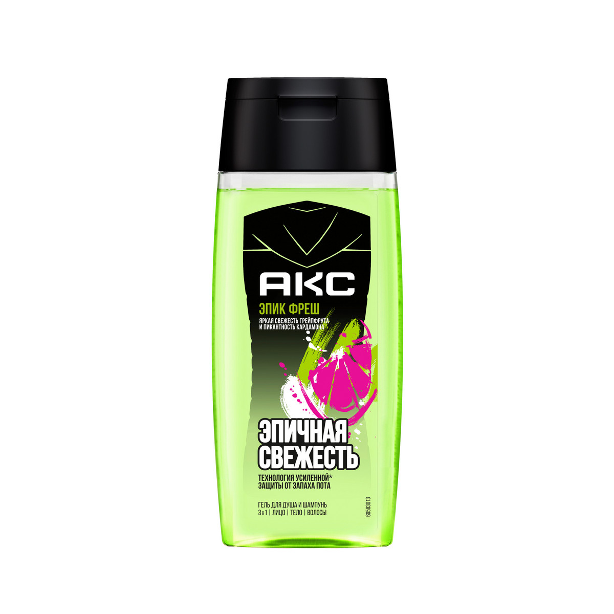 

Гель для душа и шампунь для волос Акс Epic Fresh 3 в 1 c пребиотиками и увлажняющими ингредиентами, 100 мл