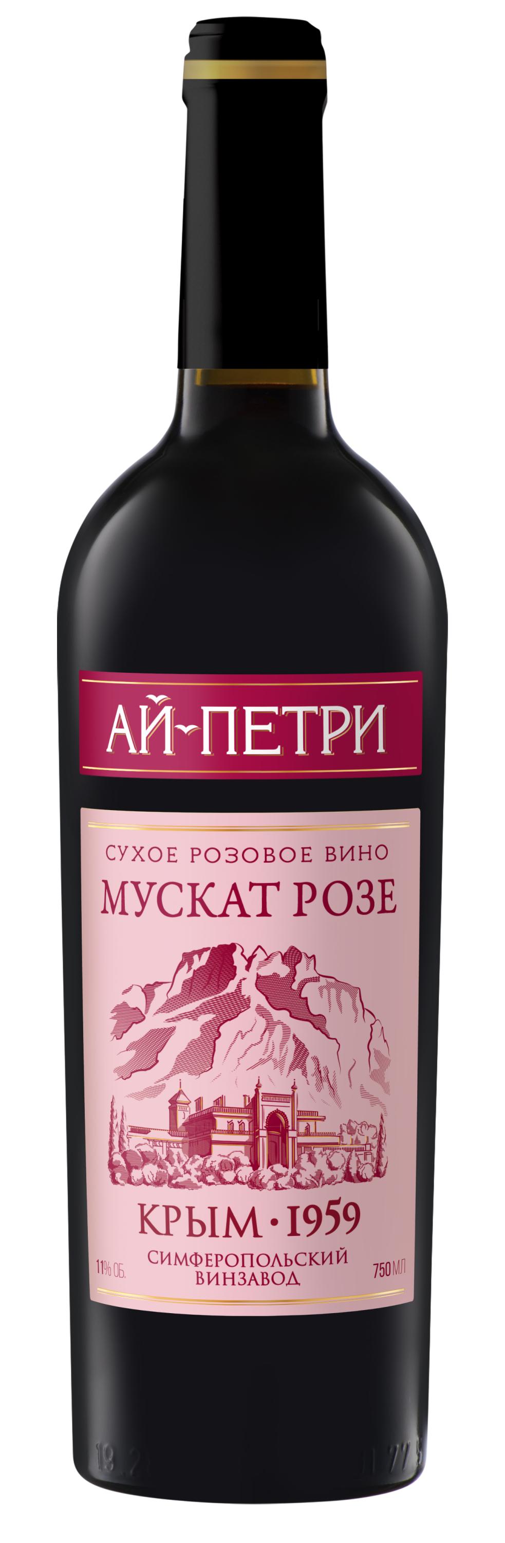 

Вино Ай-Петри Мускат Розе розовое сухое Россия, 0,75 л