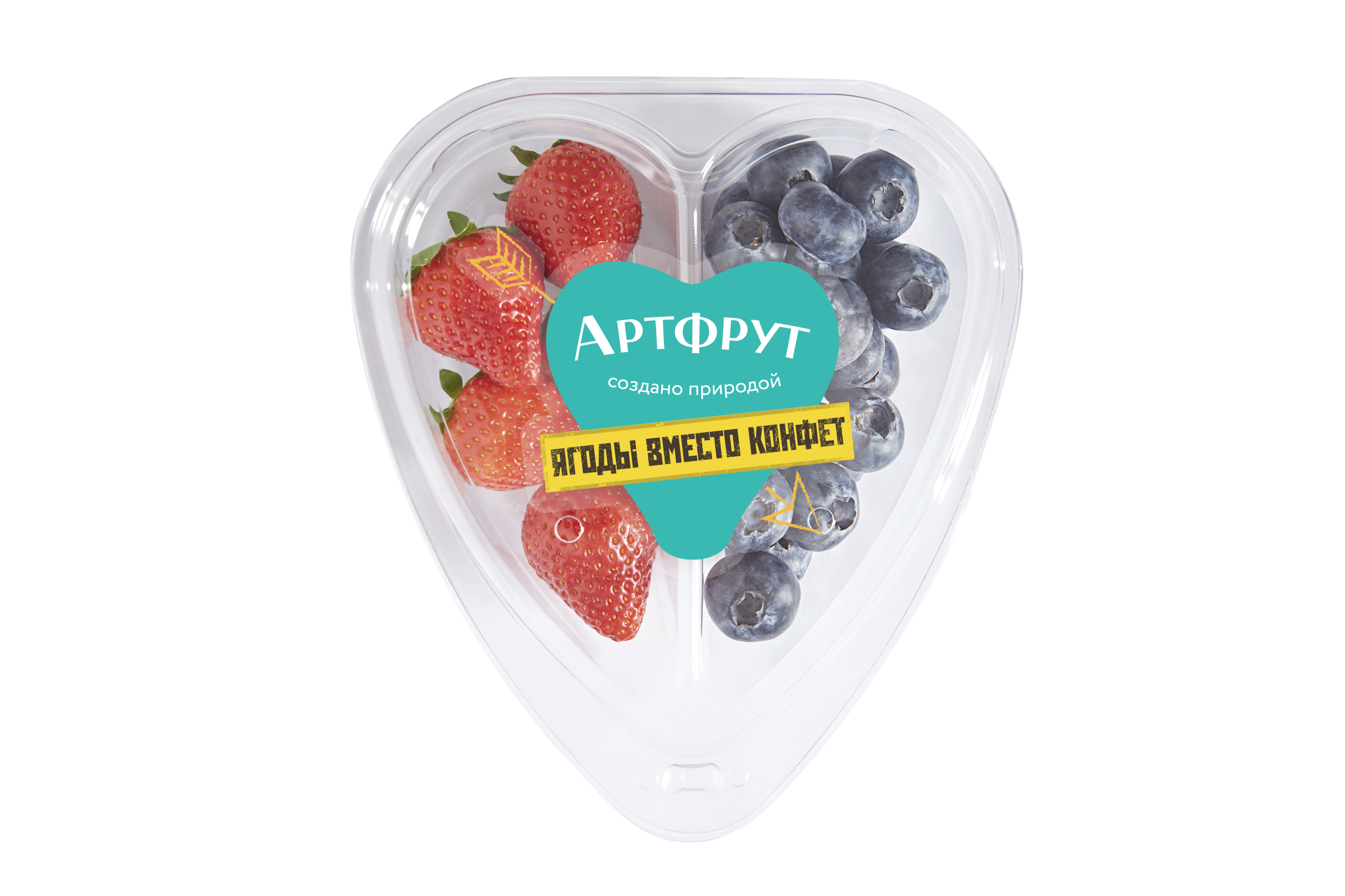 

Ягодный микс Артфрут Сердце клубника-голубика, 200 г