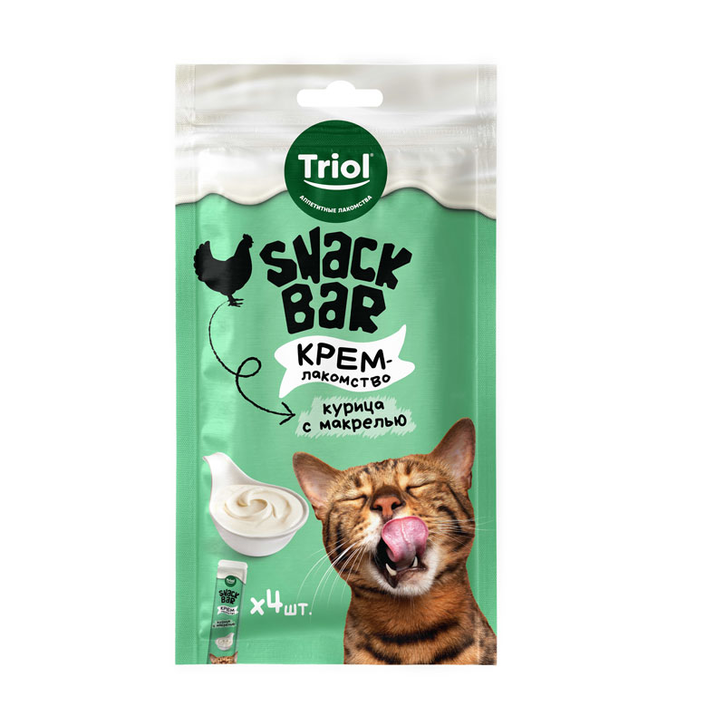 

Лакомство для кошек Triol Snack Bar Крем из курицы с макрелью, 40 г