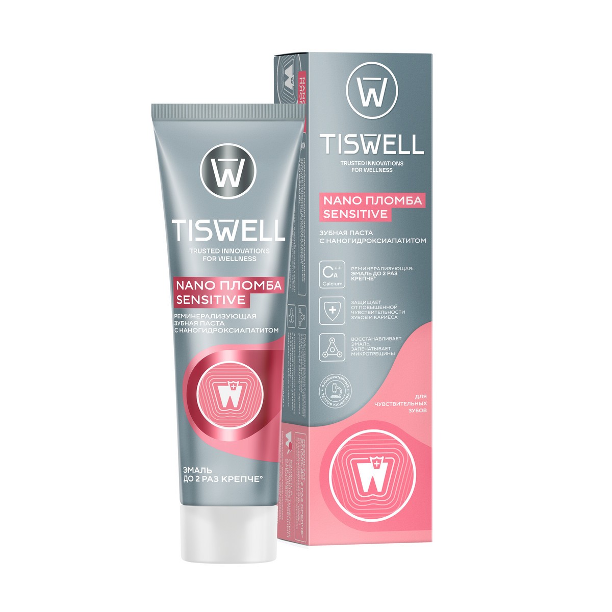 

Зубная паста TISWELL Реминерализующая от кариеса для чувствительных зубов с наногидроксиапатитом, 110 г