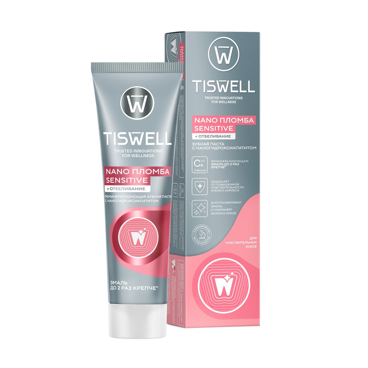 

Зубная паста TISWELL Отбеливающая реминерализующая для чувствительных зубов с наногидроксиапатитом, 110 г