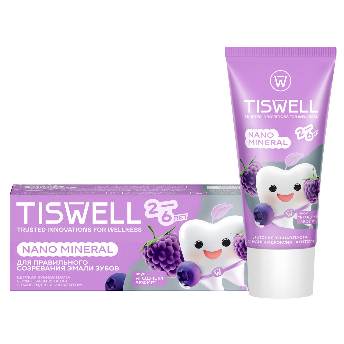 

Зубная паста детская TISWELL Реминерализующая Ягодный зефир от кариеса 26 лет, 60 г
