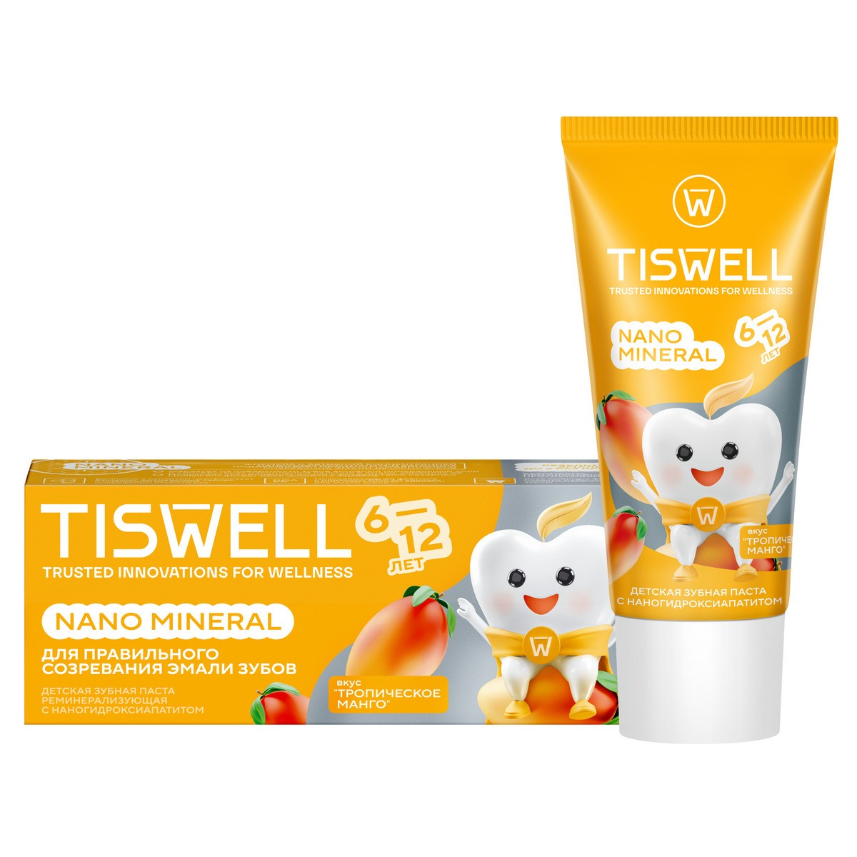 

Зубная паста детская TISWELL Реминерализующая Манго от кариеса 612 лет, 60 г