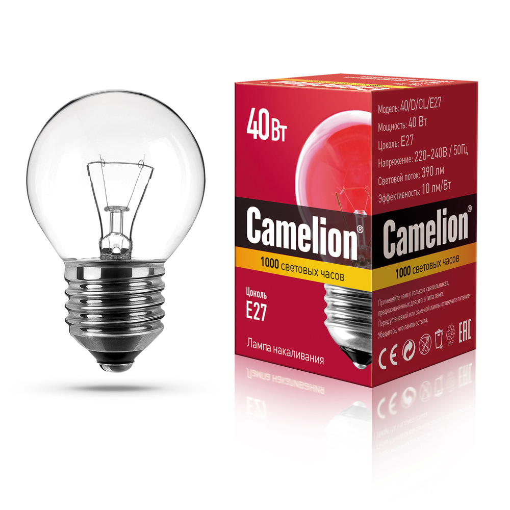 Изображение товара Лампа накаливания Camelion 40W Е27 шар