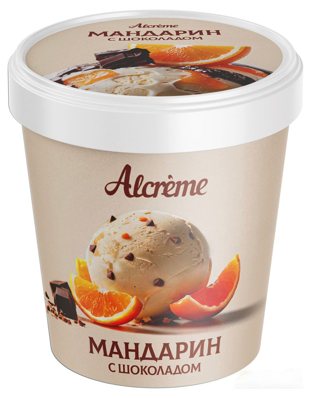 

Мороженое сливочное Alcreme Мандарин с шоколадом 10% БЗМЖ, 300 г