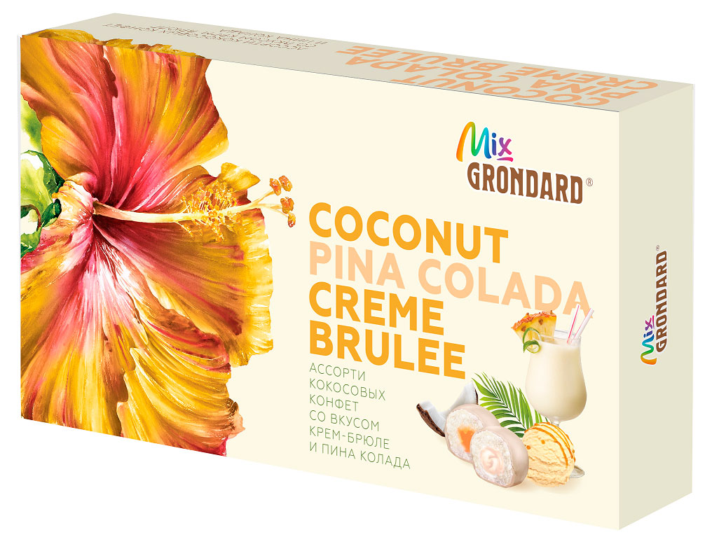 

Конфеты кокосовые Mix GRONDARD Ассорти со вкусом крем-брюле и пина колада, 126 г