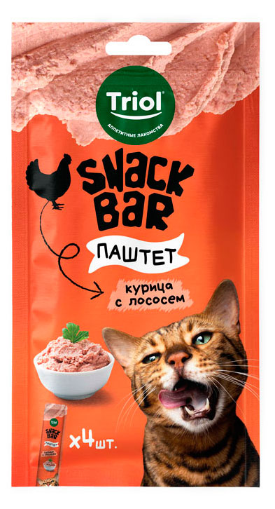 

Лакомство для кошек Triol Snack Bar Паштет из курицы с лососем, 40 г