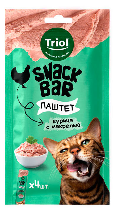 

Лакомство для кошек Triol Snack Bar Паштет из курицы с макрелью, 40 г