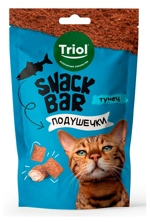

Лакомство для кошек Triol Snack Bar Мини-подушечки с начинкой из тунца, 30 г