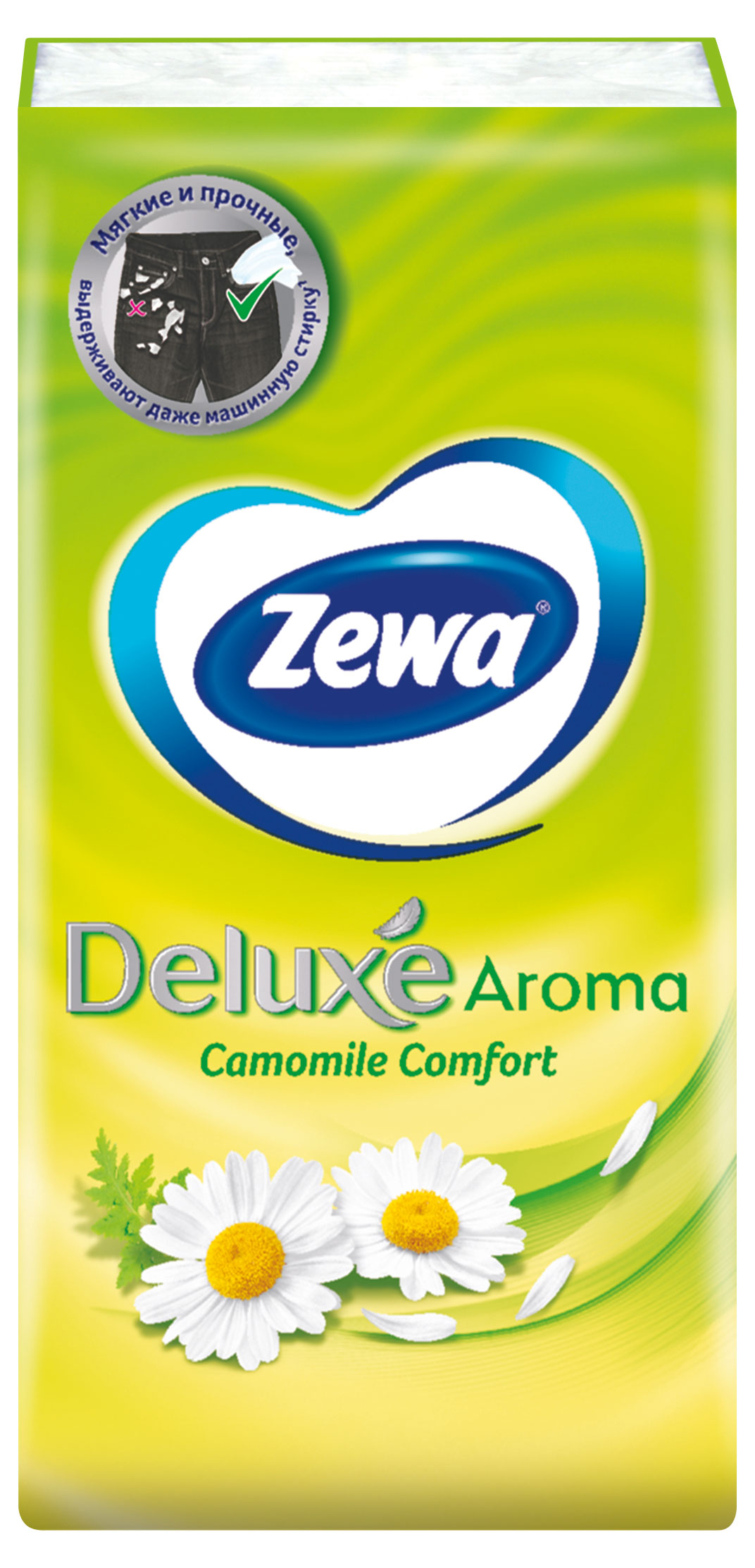 

Платочки бумажные носовые Zewa Deluxe Ромашка, 3 слоя, 1 шт