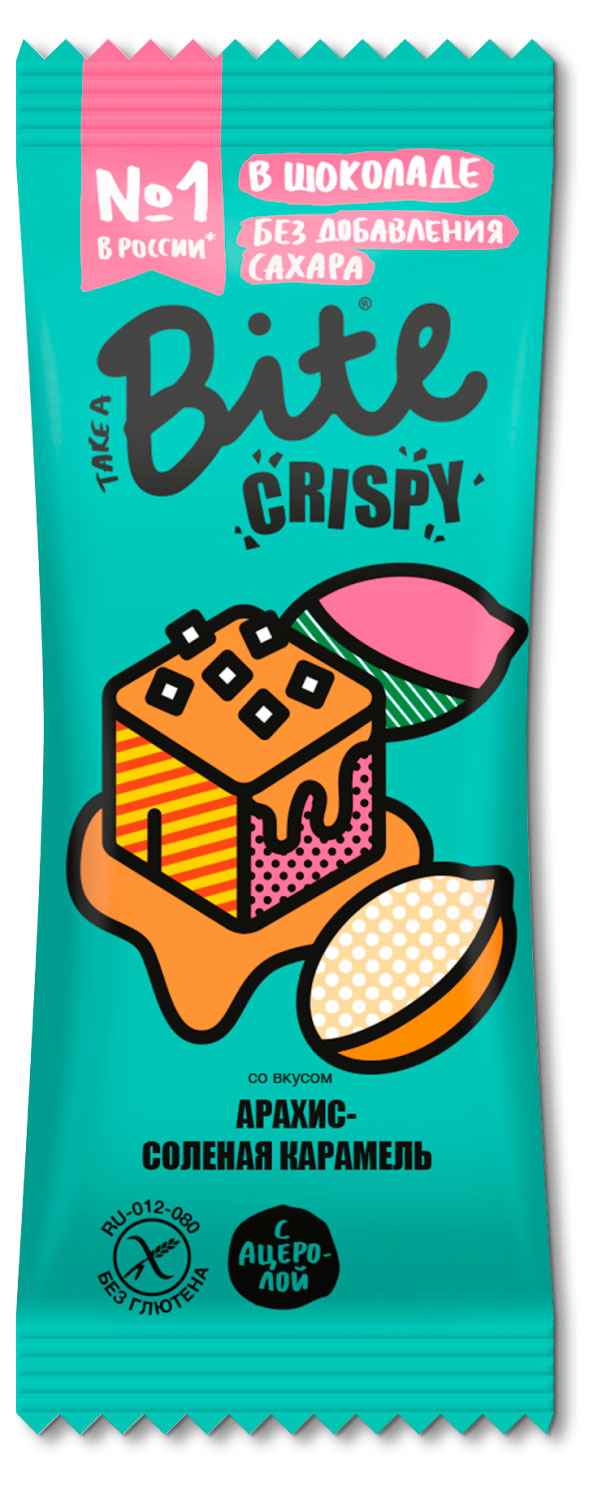 

Батончик Take a Bite Crispy Арахис-Соленая Карамель, 45 г