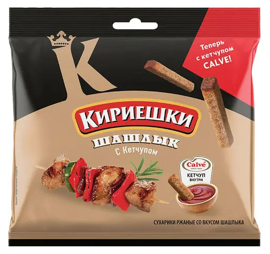 

Сухарики ржано-пшеничные Кириешки со вкусом шашлыка с кетчуп Heinz, 85 г