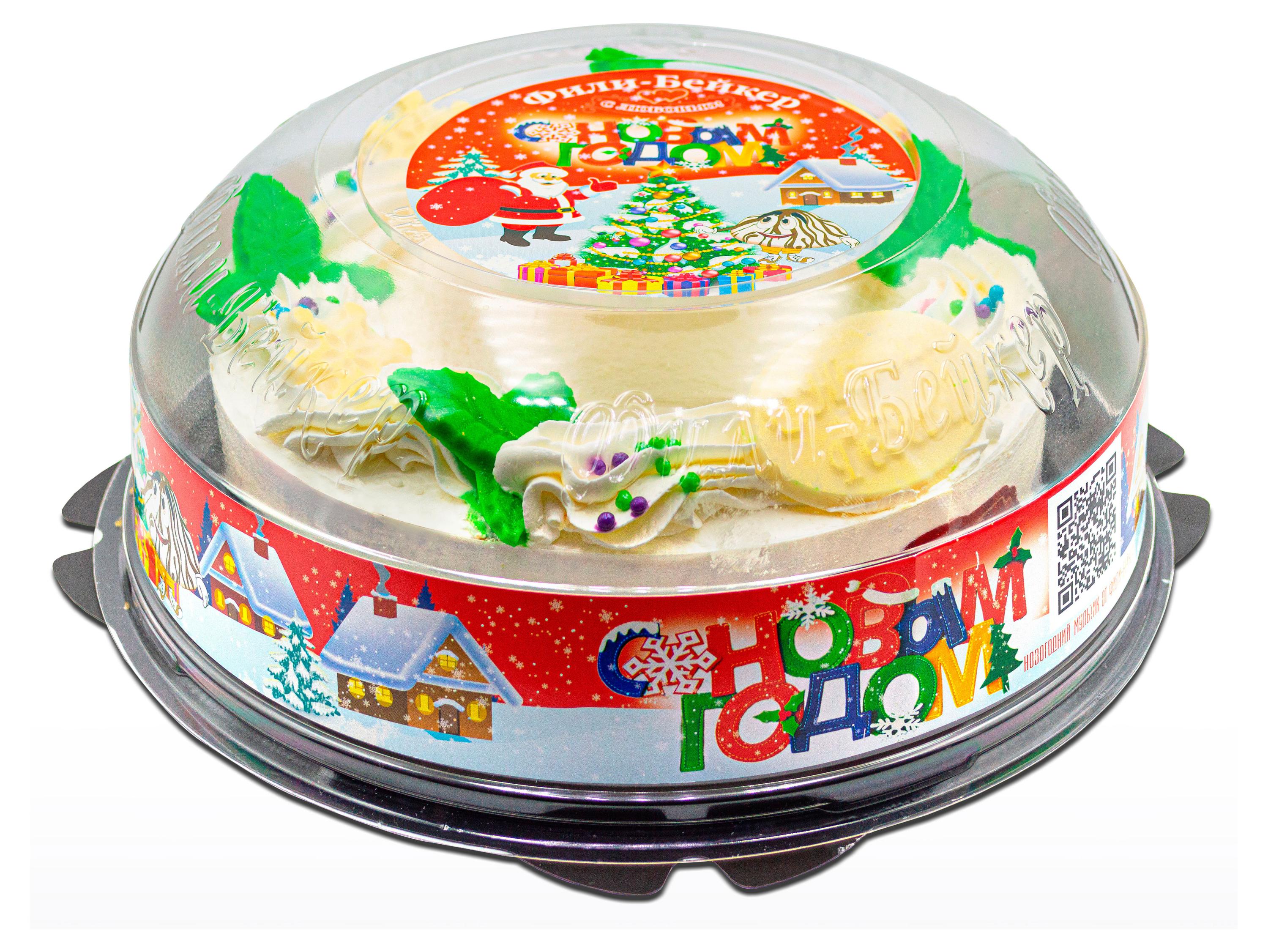 

Торт бисквитный Фили-Бейкер Новогодний пломбирный с персиком и ананасом, 700 г