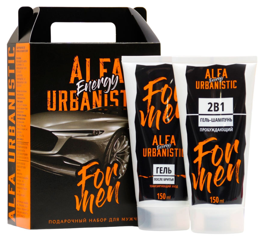 

Набор подарочный для мужчин Family Cosmetics Alfa Urbanistic Energy Шампунь 150 мл + Гель после бритья 150 мл
