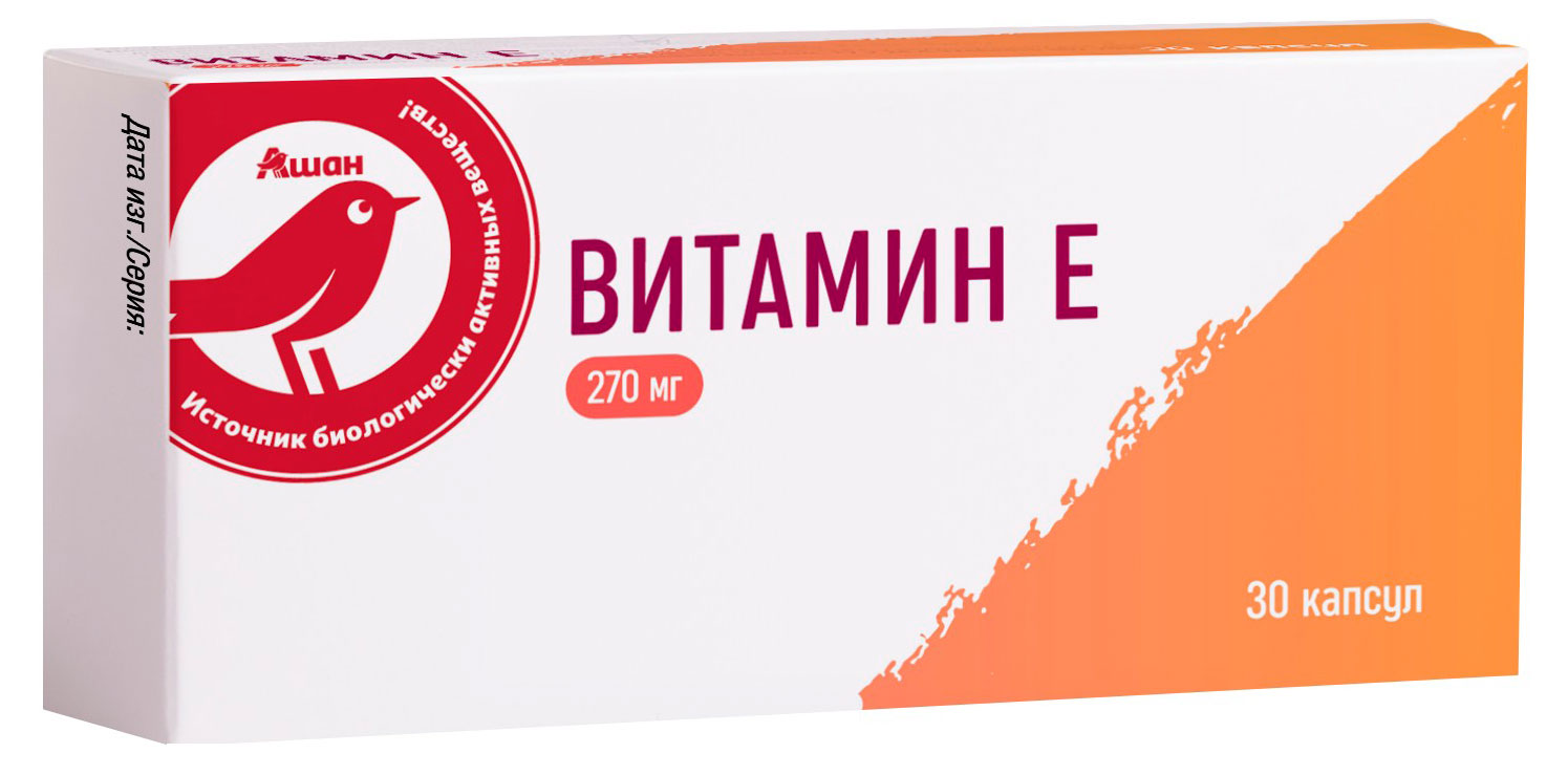 

Витамин Е АШАН Красная птица 270 мг, 30 капсул