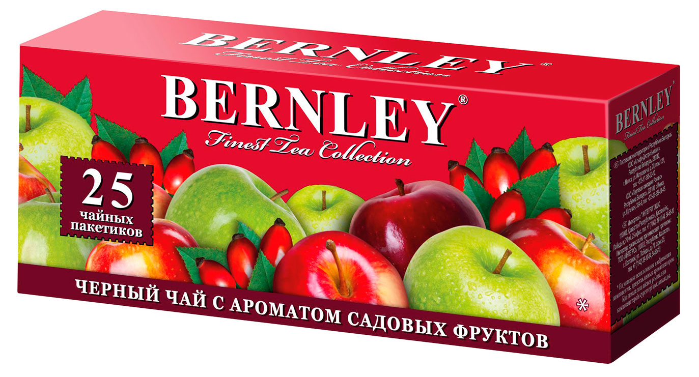

Чай черный BERNLEY с ароматом садовых фруктов в пакетиках, 1,5 г х 25 шт