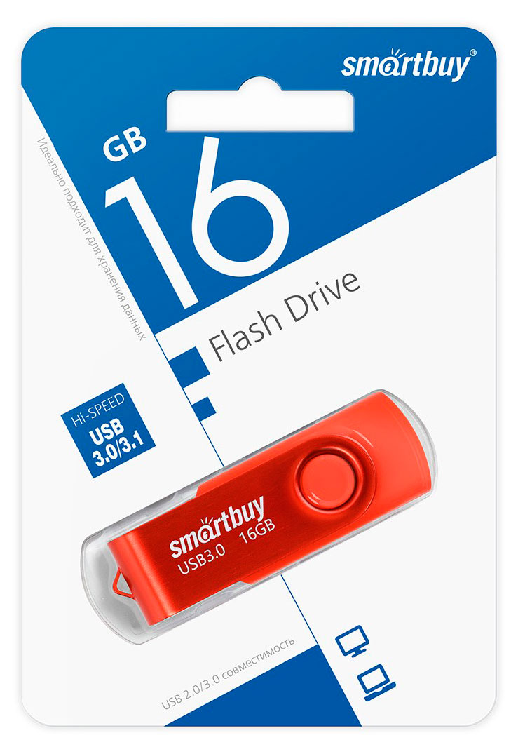 

Флеш-накопитель SmartBuy Twist Red UFD 3.0 16GB