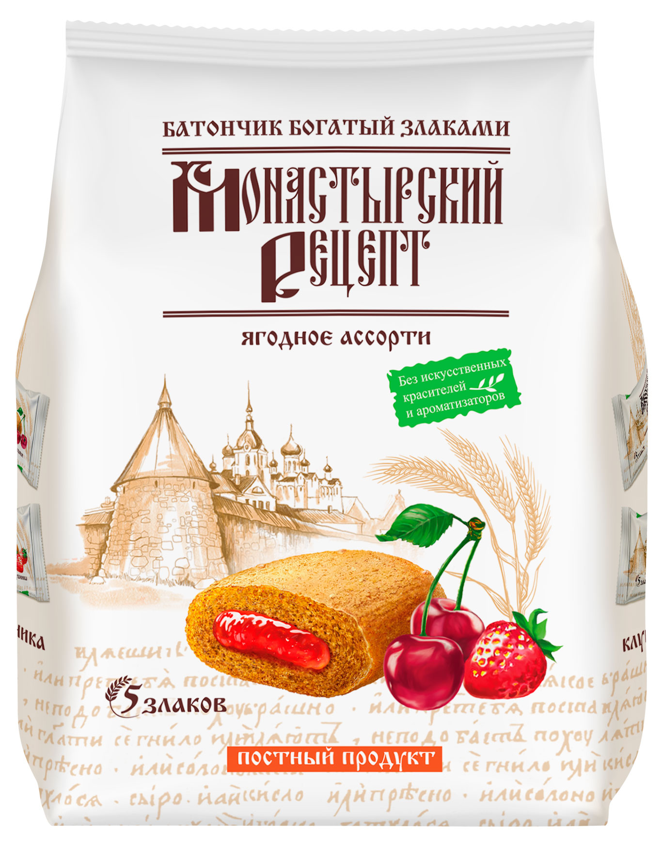 

Батончик Монастырский рецепт со злаками Ягодное ассорти, 300 г