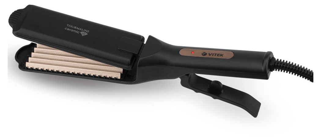 

Щипцы для укладки волос Vitek VT-8407 45Вт турмалиновое покрытие черные