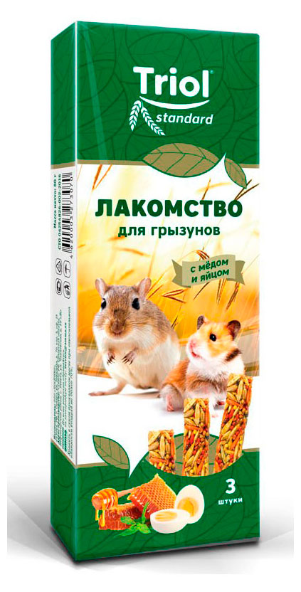 

Kакомство для грызунов Triol Standart с медом и яйцом 3 шт, 85 г