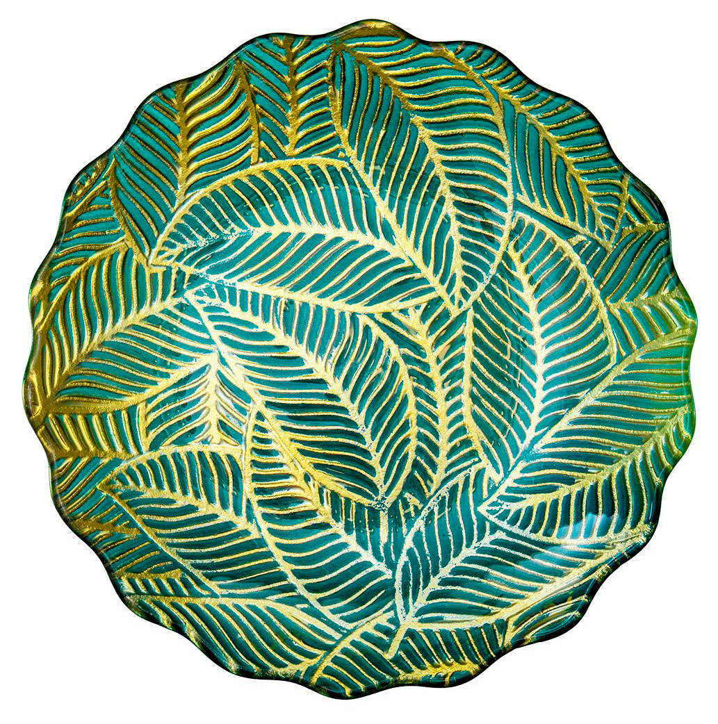 

Блюдо Вещицы Листья зеленое, d 305 мм