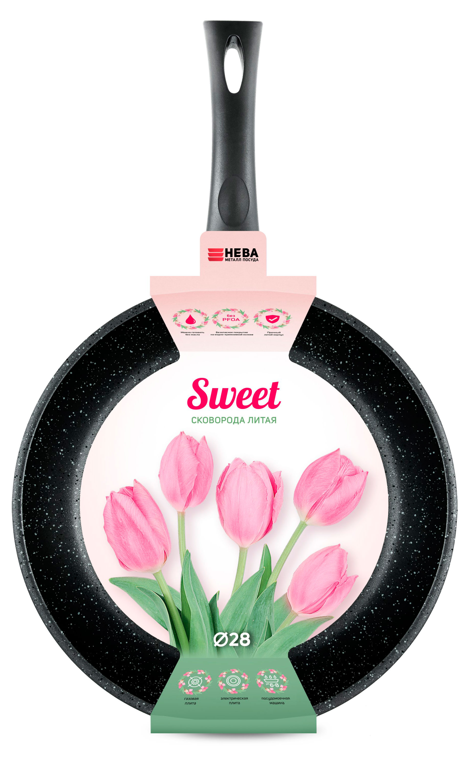 

Сковорода Нева Металл Посуда Sweet литая, 28 см