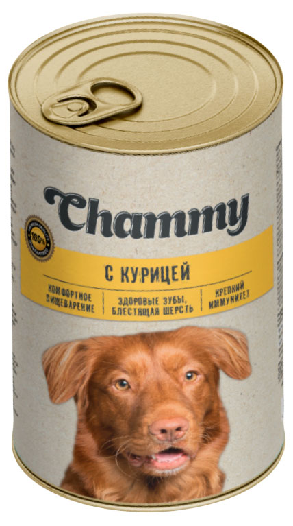 

Корм консервированный для собак Chammy с курицей в соусе, 415 г