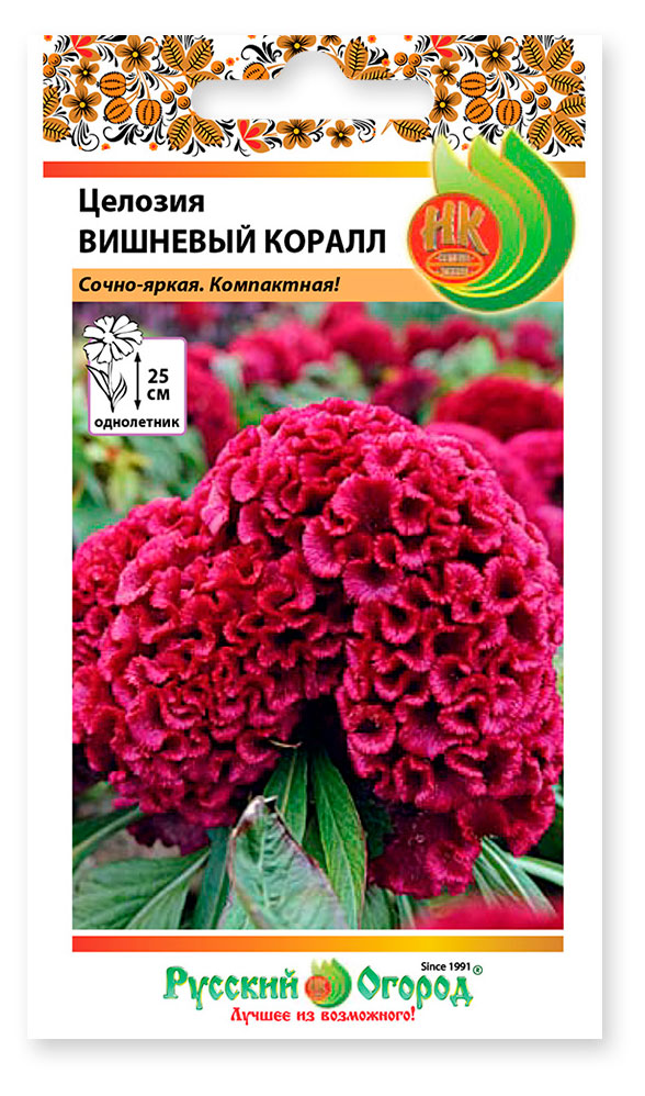 

Семена Русский Огород Целозия Вишневый коралл, 60 шт
