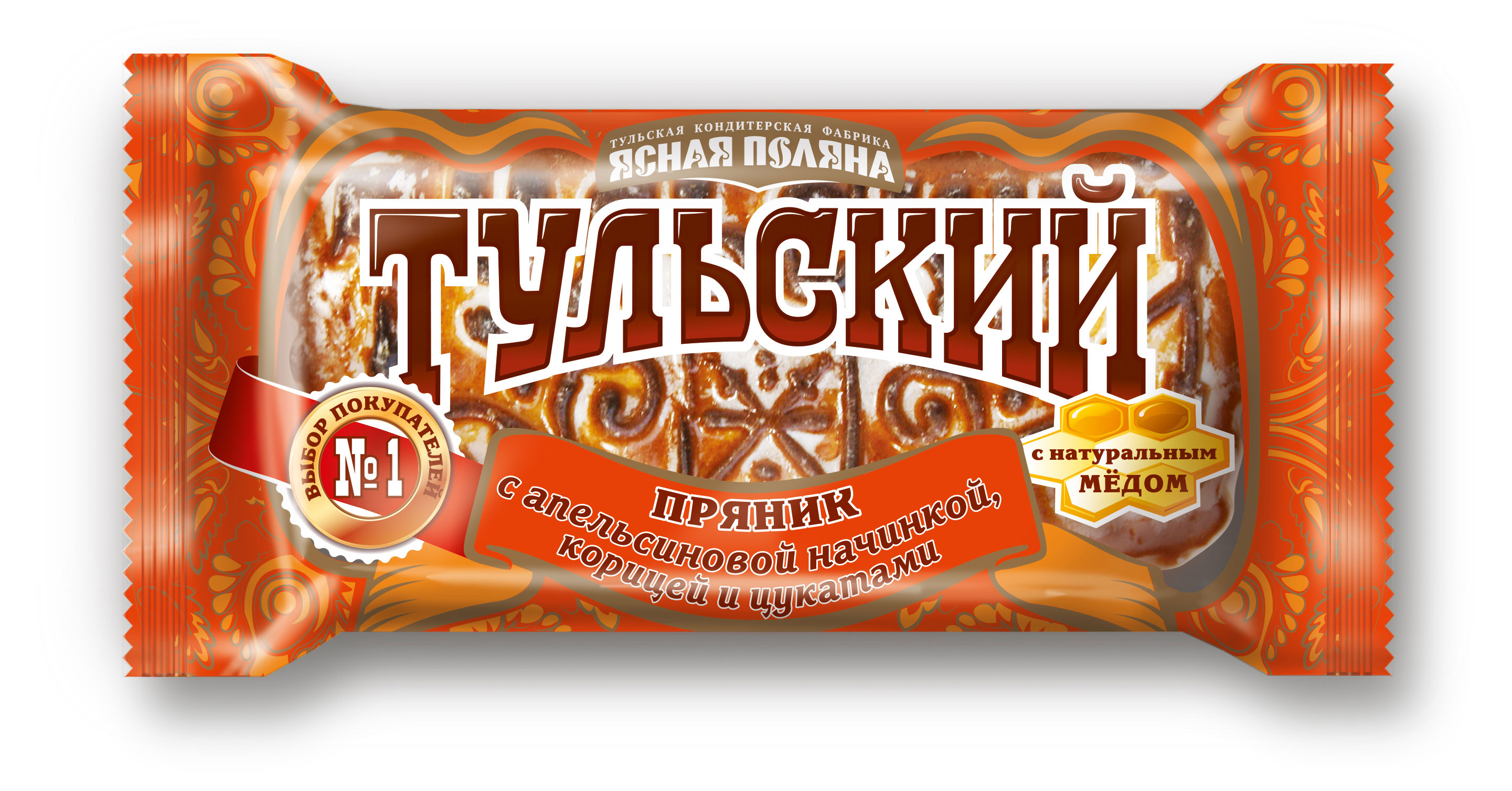 

Пряник тульский Ясная Поляна с апельсиновой начинкой, корицей и цукатами, 130 г