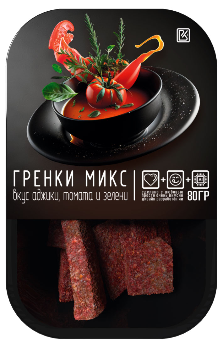 

Гренки микс ВКУСНОКУБ аджика томаты и зелень, 80 г